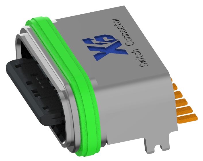 XB-TYPE C 8P-1-XXX  IPX7防水TYPE C USB  8P SMD 板上防水母座L=6.65mm(带钢片)(U型锌合金外壳 外露0.95)